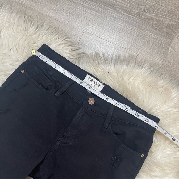 Frame Denim Le Skinny De Jeanne in Empire‎ Distressed Raw Hem Jean Black Size 27 - Picture 11 of 12